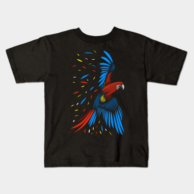 Macaw lines Kids T-Shirt by albertocubatas